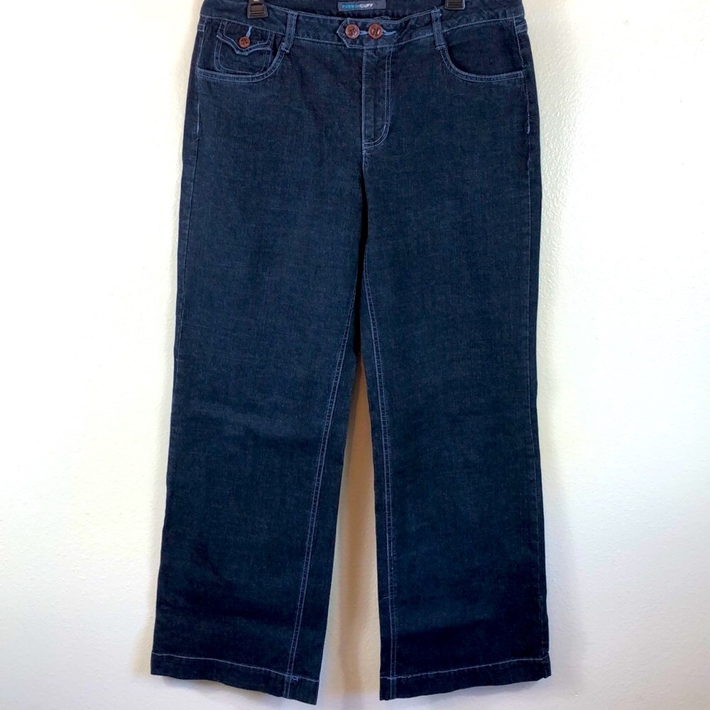 French Cuff denim jeans size 12 wide leg
